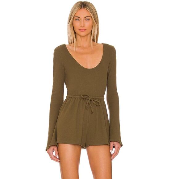 Lovers + Friends Sean Romper Dark Olive Green NWT Size Small - Picture 1 of 3